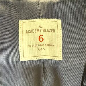 GAP Gray Blazer with Cream Label and Red Size Print